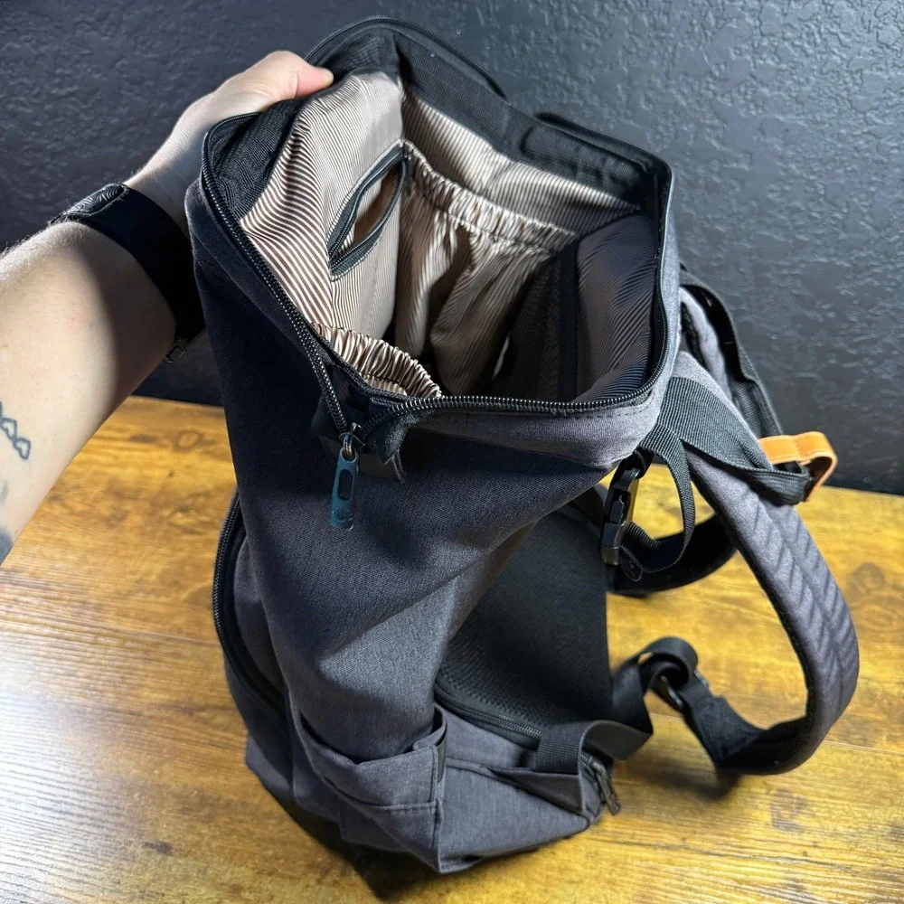 Hap Tim Multi-Function Gray Polyester Diaper Bag Backpack Large Unisex
